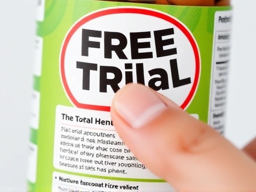 A close-up of a diet supplement bottle with a 