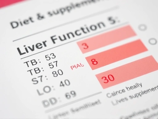 간 기능 수치와 관련된 혈액 검사 결과표 클로즈업 이미지