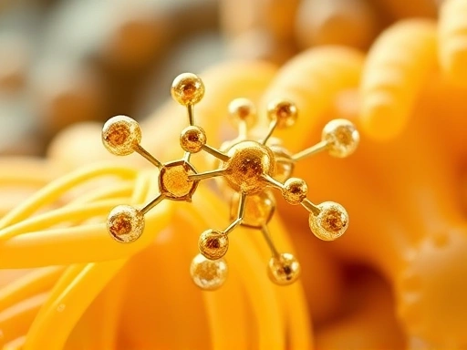 생강 추출물의 핵심 활성 성분인 진저롤과 쇼가올 분자 구조를 클로즈업한 이미지