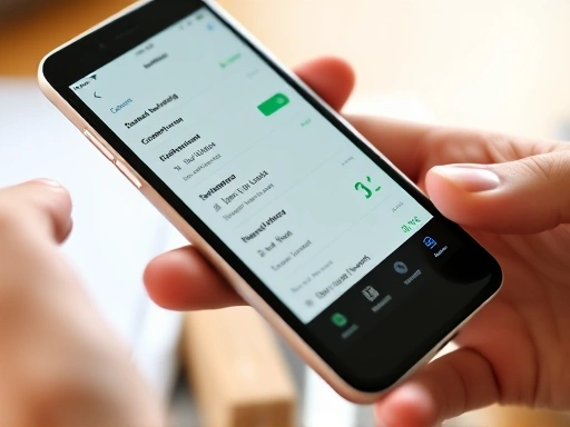 A close-up shot of a smartphone screen displaying a personal finance management app, showing detailed expense categories and a budget progress bar, with hands holding the phone, emphasizing practical digital tools for savings.