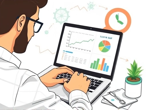 A detailed, professional illustration of a person meticulously planning their finances on a laptop, with charts and graphs, symbolizing a comprehensive financial planning journey to build a lump sum.