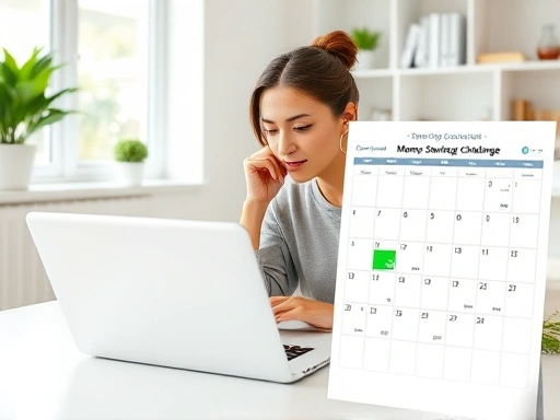A person thoughtfully managing their finances on a laptop, with a calendar marked for a 