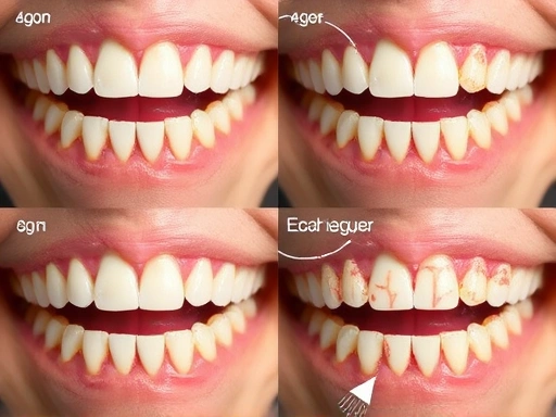 각 연령대별 치아와 잇몸 상태의 차이를 보여주는 클로즈업 이미지