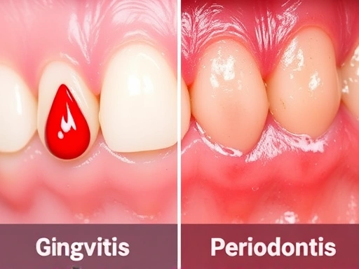 잇몸에 피가 나거나 붓는 증상을 보이는 치은염과 치주염의 차이점을 명확하게 보여주는 이미지