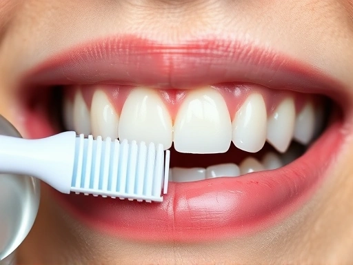 치주 수술 후 회복 중인 환자의 잇몸과 치아를 클로즈업한 이미지