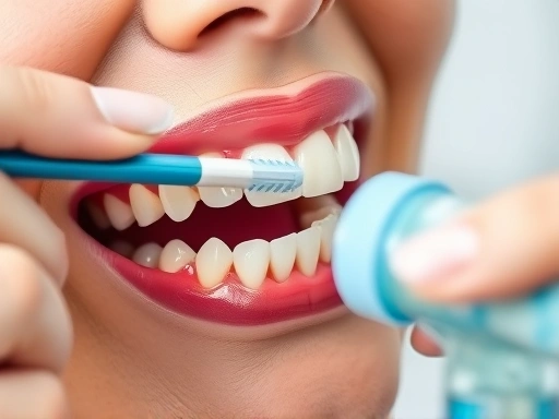 전문가가 틀니를 세척하는 모습