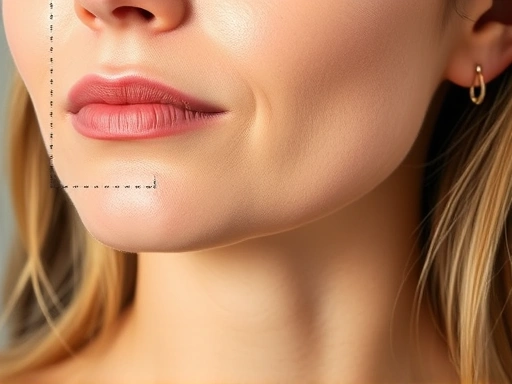 A detailed close-up of a person's jawline, illustrating the area commonly targeted for double chin removal procedures, emphasizing smooth contours.