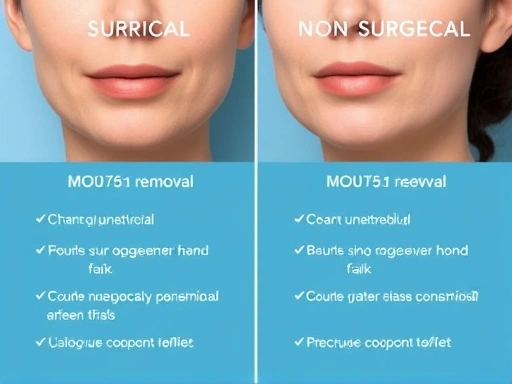A side-by-side comparison of surgical and non-surgical double chin removal methods, highlighting their effectiveness and suitability for different individuals.