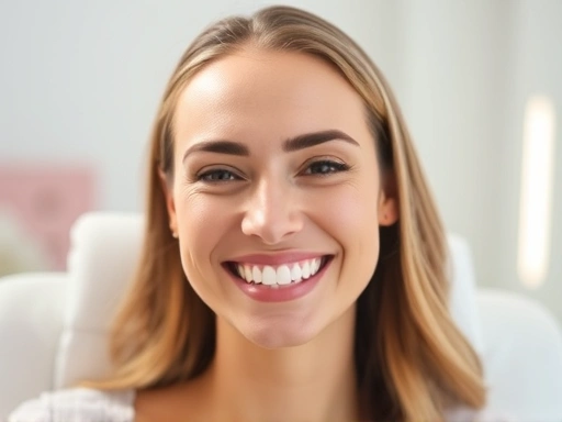 A woman confidently smiling, with her forehead smooth and no visible frown lines, in a well-lit, serene environment, demonstrating effective treatment methods.