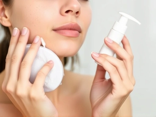 A person with clear, healthy skin gently applying a mild, fragrance-free cleanser, emphasizing the importance of gentle care after plastic surgery for the skin's recovery and the right skincare products.