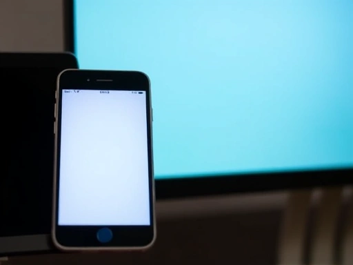 A close-up of various digital screens – smartphone, tablet, monitor – demonstrating the blue light filter in action, with a subtle blue tint reduction effect, emphasizing eye comfort.