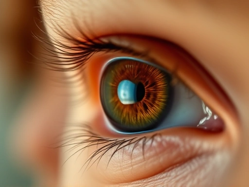 A close-up shot focusing on an eye with a very subtle, almost imperceptible twitch, set against a softly blurred, warm, and restful background.