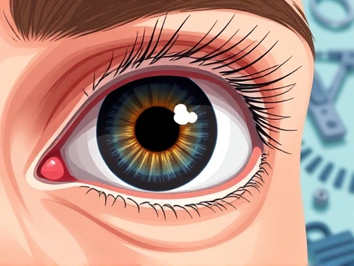 A detailed illustration of a human eye with subtle signs of glaucoma, such as slightly blurred vision or a hint of tunnel vision, in a healthcare setting with an ophthalmologist's tools in the background. Focus on patient comfort and professional care.