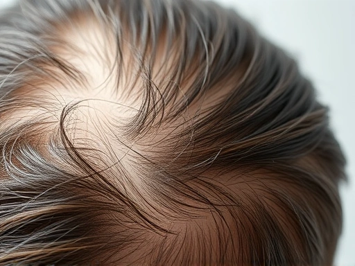 A close-up shot of a healthy scalp and strong hair follicles, with gentle light, illustrating effective hair growth and scalp care results.