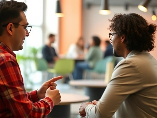 A dynamic interview scene in a modern entertainment company, focusing on a candidate confidently discussing future trends and strategic plans. The background shows subtle elements of music, film, or gaming industry. Bright, forward-looking atmosphere. SEO keywords: entertainment interview, trend awareness, planning skills, job application.