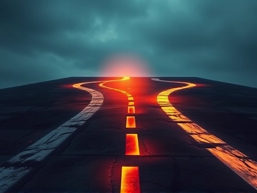 Abstract visual representing a crossroads or a choice point, with glowing pathways diverging, symbolizing ethical dilemma and decision-making criteria. Serene, thoughtful atmosphere with a subtle glow of integrity.