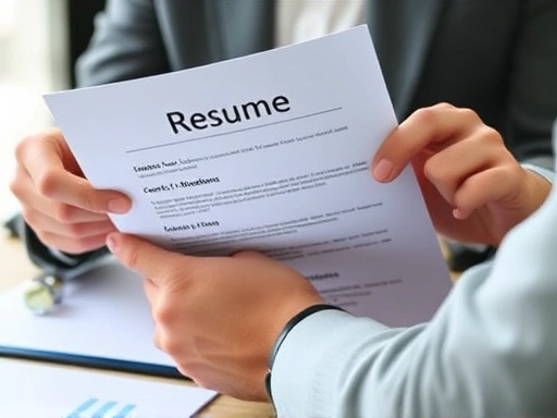 A close-up of a person's hands nervously holding a resume during a job interview, subtly hinting at common interview mistakes and lessons from failure stories.