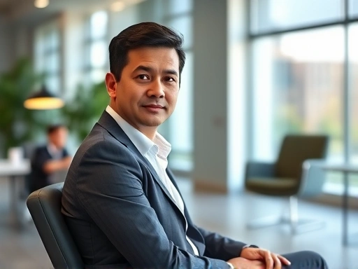 A person confidently sitting in a well-lit, professional interview room, with a subtle focus on the varied environmental factors, representing preparation and readiness.