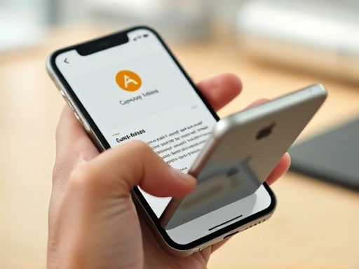 A close-up of a hand holding a smartphone, checking an email with a company logo, representing a job applicant actively following up during a prolonged recruitment process, focused on modern communication and persistence.