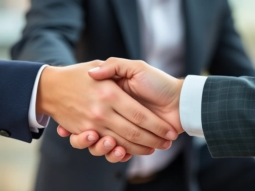 A close-up shot of hands exchanging business cards or shaking hands, symbolizing a strong professional connection between a job seeker and a recruiter. Focus on detail and connection. 