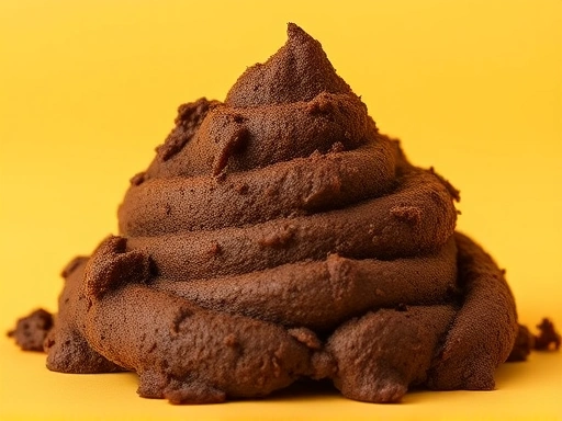 밝은 배경에서 건강한 강아지 똥의 이상적인 초콜릿색을 보여주는 이미지