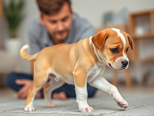 다리를 절뚝거리는 강아지의 모습