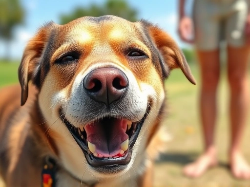 뜨거운 여름날, 지친 강아지가 헐떡이며 힘들어하는 모습