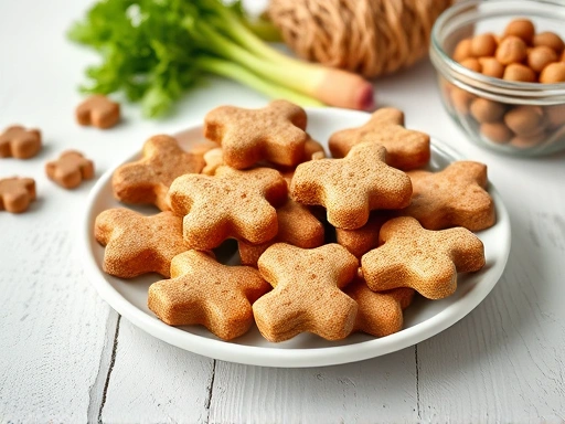 다양한 종류의 건강한 강아지 수제 간식들이 귀여운 접시에 정성스럽게 놓여있는 모습