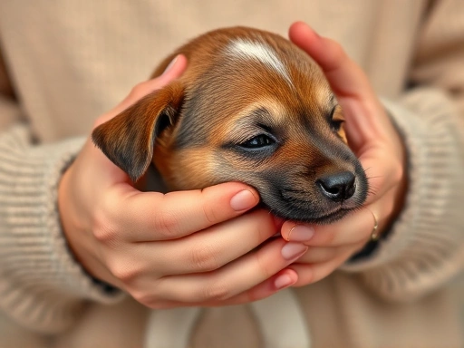 강아지 털을 쓰다듬으며 피부의 붉어짐과 발진을 꼼꼼히 확인하는 보호자의 따뜻한 손길