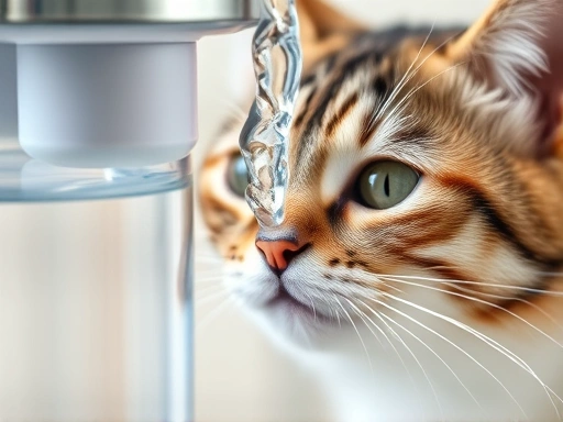 반려동물 정수기에서 깨끗한 물이 흐르는 모습