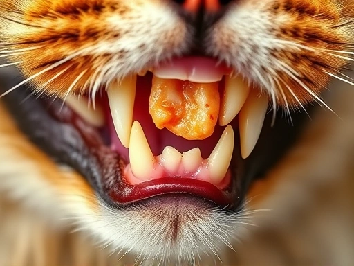 고양이 치아와 잇몸을 확대하여 보여주는 이미지