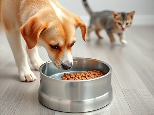 반려동물이 신선한 물그릇에서 물을 마시고 있는 모습