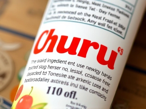 Close-up of a Churu tube with nutritional information clearly visible, emphasizing the ingredients.