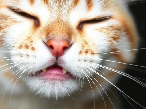 Close-up of a cat's face, showing dry gums and a concerned owner checking for dehydration symptoms.