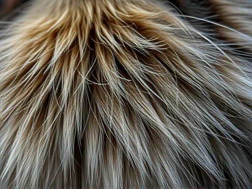 Detailed shot of cat fur showing uneven pigmentation and texture differences, macro lens view.