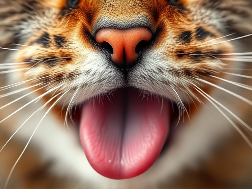 Close-up of a cat's tongue with tiny barbs, illustrating how they ingest hair during grooming sessions.