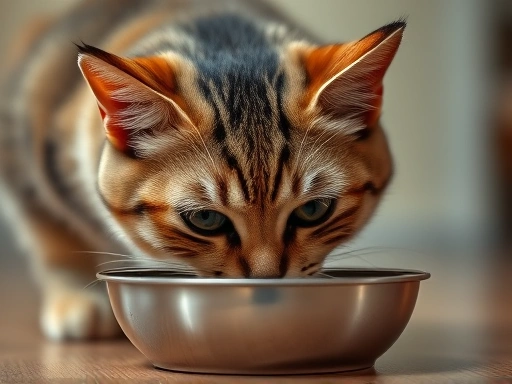 Close-up of a cat refusing to eat from its bowl, emphasizing its lack of appetite.
