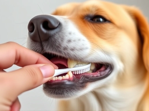 강아지의 잇몸을 부드럽게 마사지하는 모습
