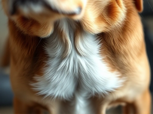 Detailed view of a dog's chest rising and falling rapidly, highlighting the labored breathing and anxiety.