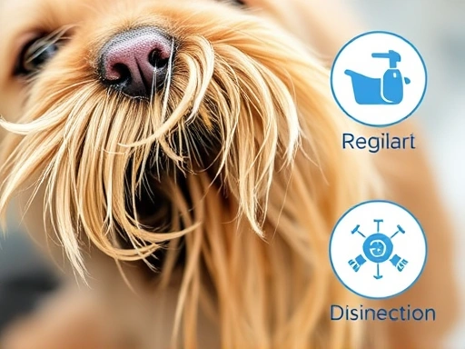 Close-up of a pet brush with tangled fur, illustrating the importance of regular cleaning and disinfection.