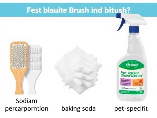 A comparison of three different pet brush disinfection methods: 과탄산소다, 베이킹소다, and 반려동물 전용 소독제.