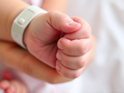 아기의 작은 손이 엄마의 손가락을 꼭 잡고 있는 클로즈업 사진.