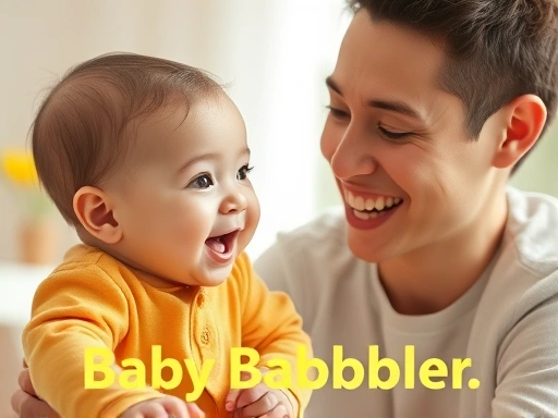 다양한 소리를 내며 즐거워하는 아기와 따뜻하게 눈을 맞추며 반응하는 부모가 서로 교감하는 장면