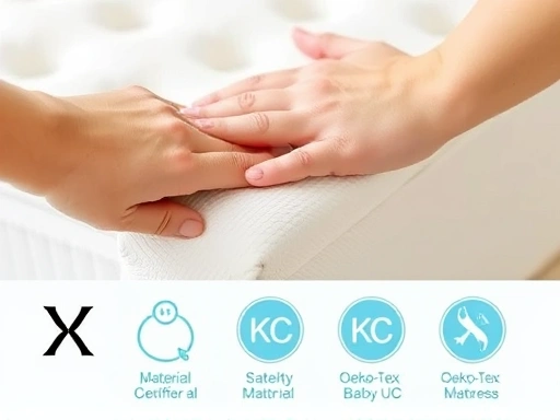 매트리스의 단단함을 손으로 눌러 확인하는 클로즈업 장면