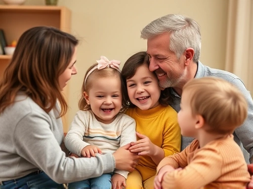 행복한 육아를 위해 부모가 스트레스 없이 아이와 교감하며 웃는 모습