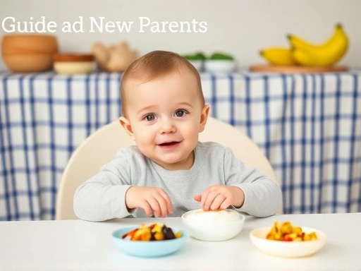 아기가 식탁에 앉아 이유식을 먹는 모습