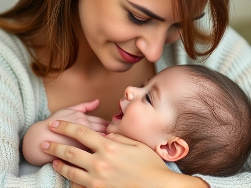 엄마가 아기에게 부드럽게 마사지하는 모습