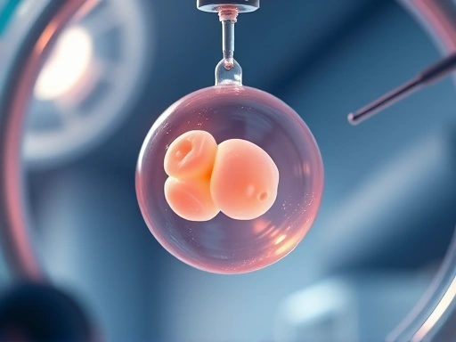시험관 아기 시술의 핵심 단계인 배아 이식을 클로즈업한 이미지