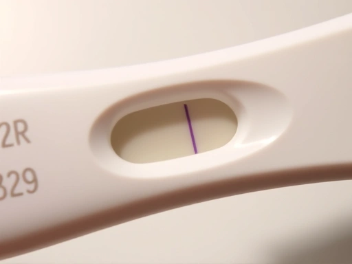 클로즈업된 임신 테스트기, 두 줄로 표시된 양성 반응을 보여주며, 긍정적인 결과를 나타내는 이미지