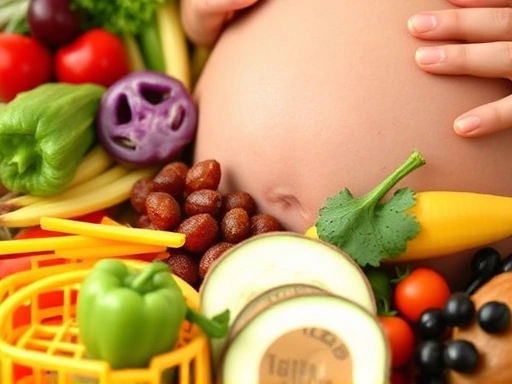 임산부를 위한 철분, 엽산, 비타민이 풍부한 건강 식단 클로즈업, 영양 가득한 음식 강조